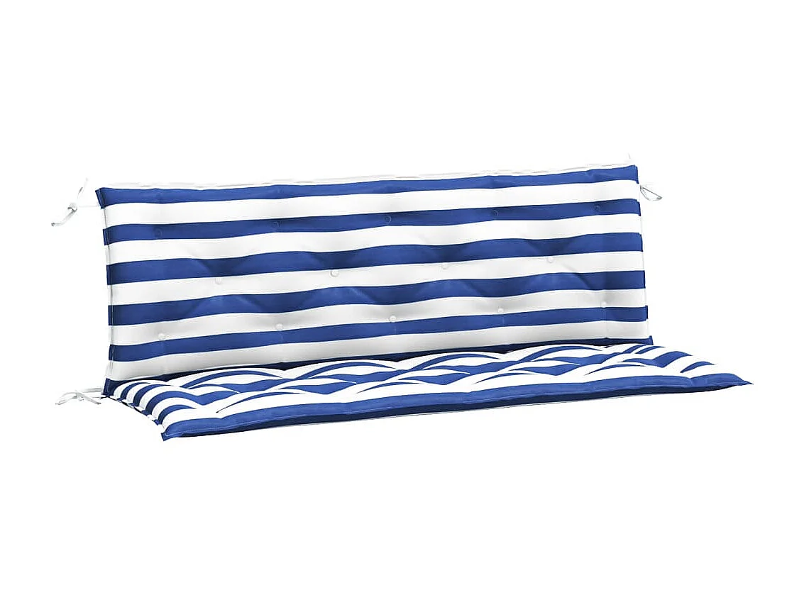 Cojines banco jardín 2 uds tela a rayas azul blanco 150x50x7 cm ES486422