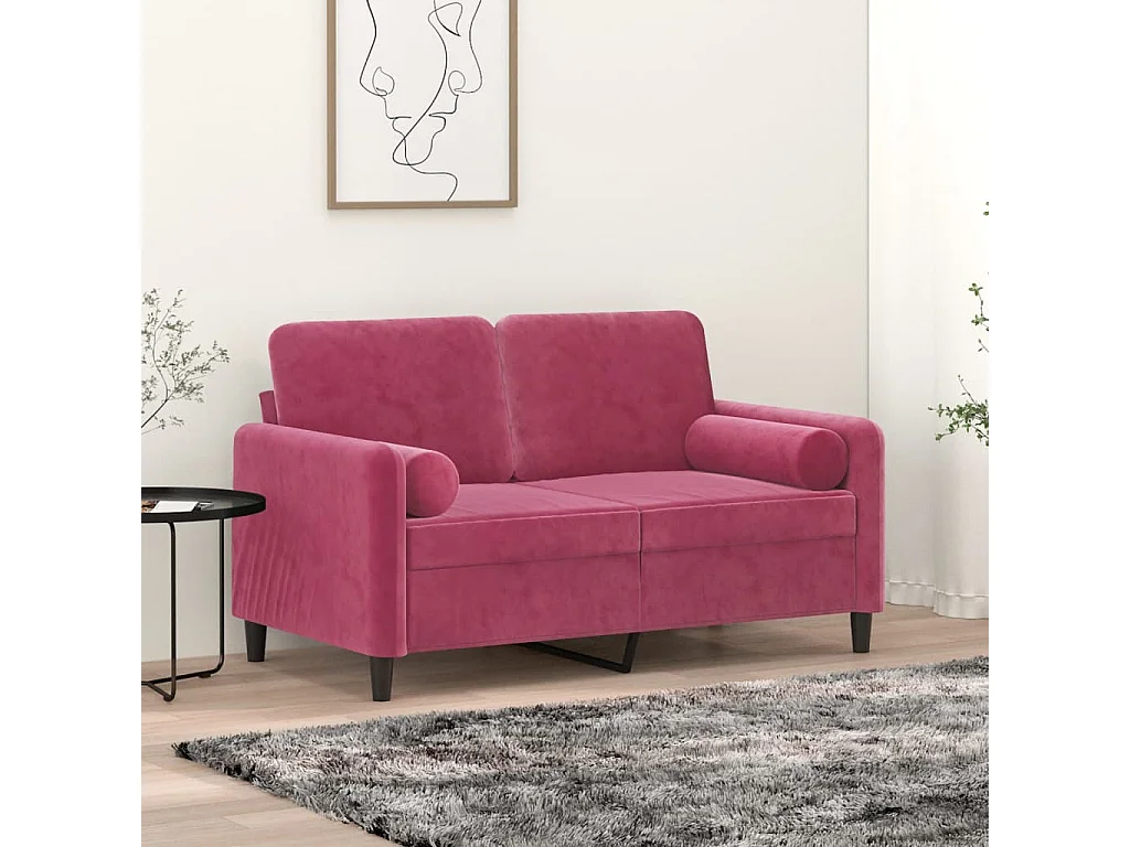 Coussins décoratifs 2 pcs Rouge bordeaux Ø15x50 cm Velours OFR64467