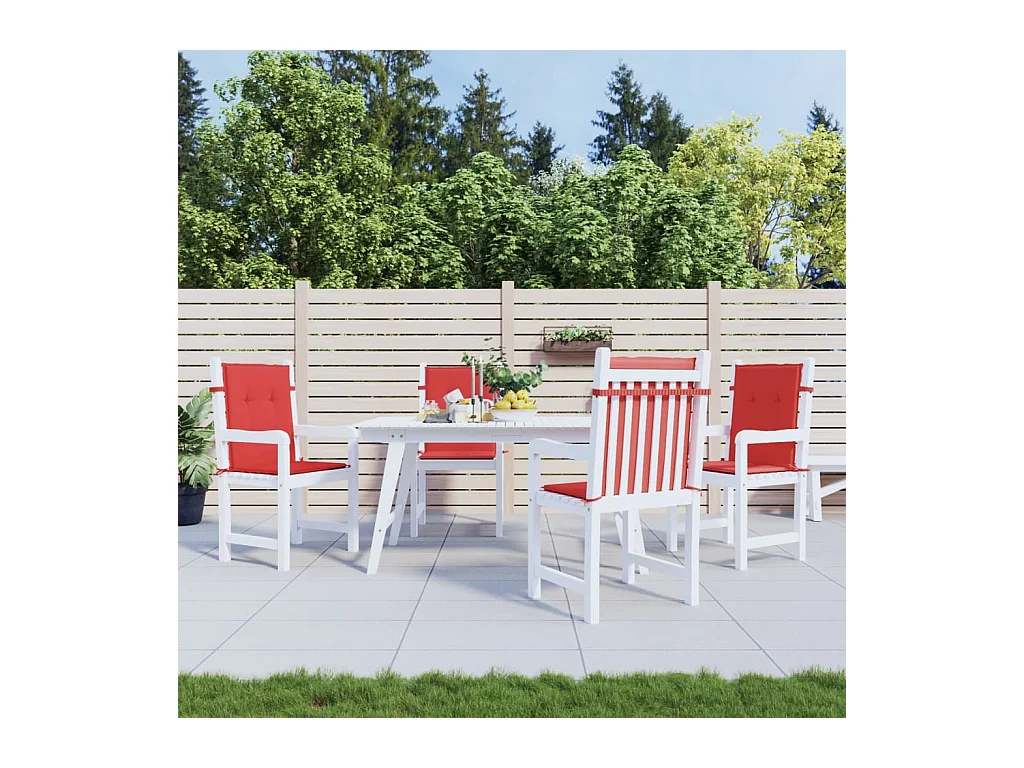 Coussins de chaise de jardin à dossier bas Lot de 4 rouge OFR94603