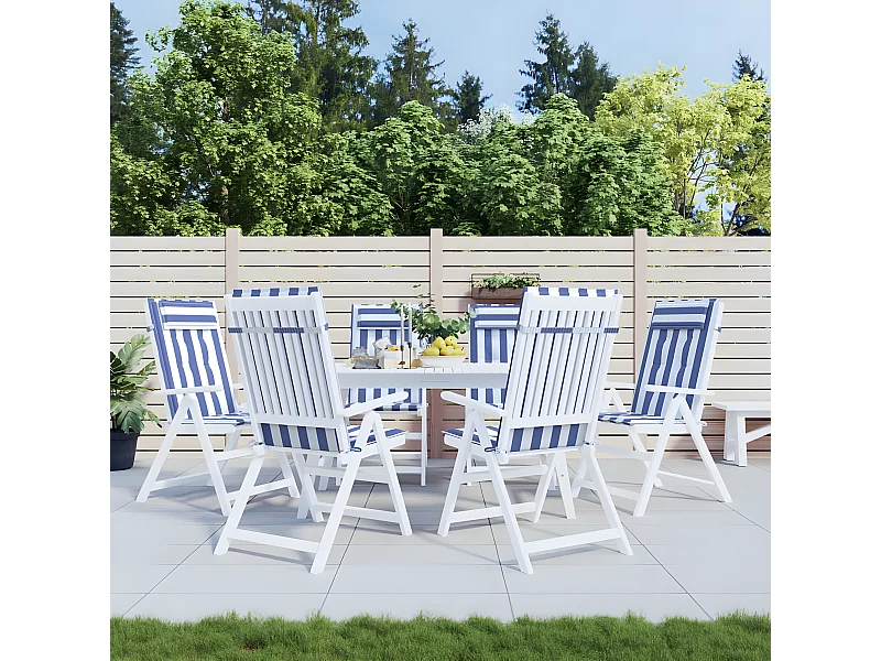 Almofadões cadeira encosto alto 6 pcs tecido oxford azul/branco PT129336