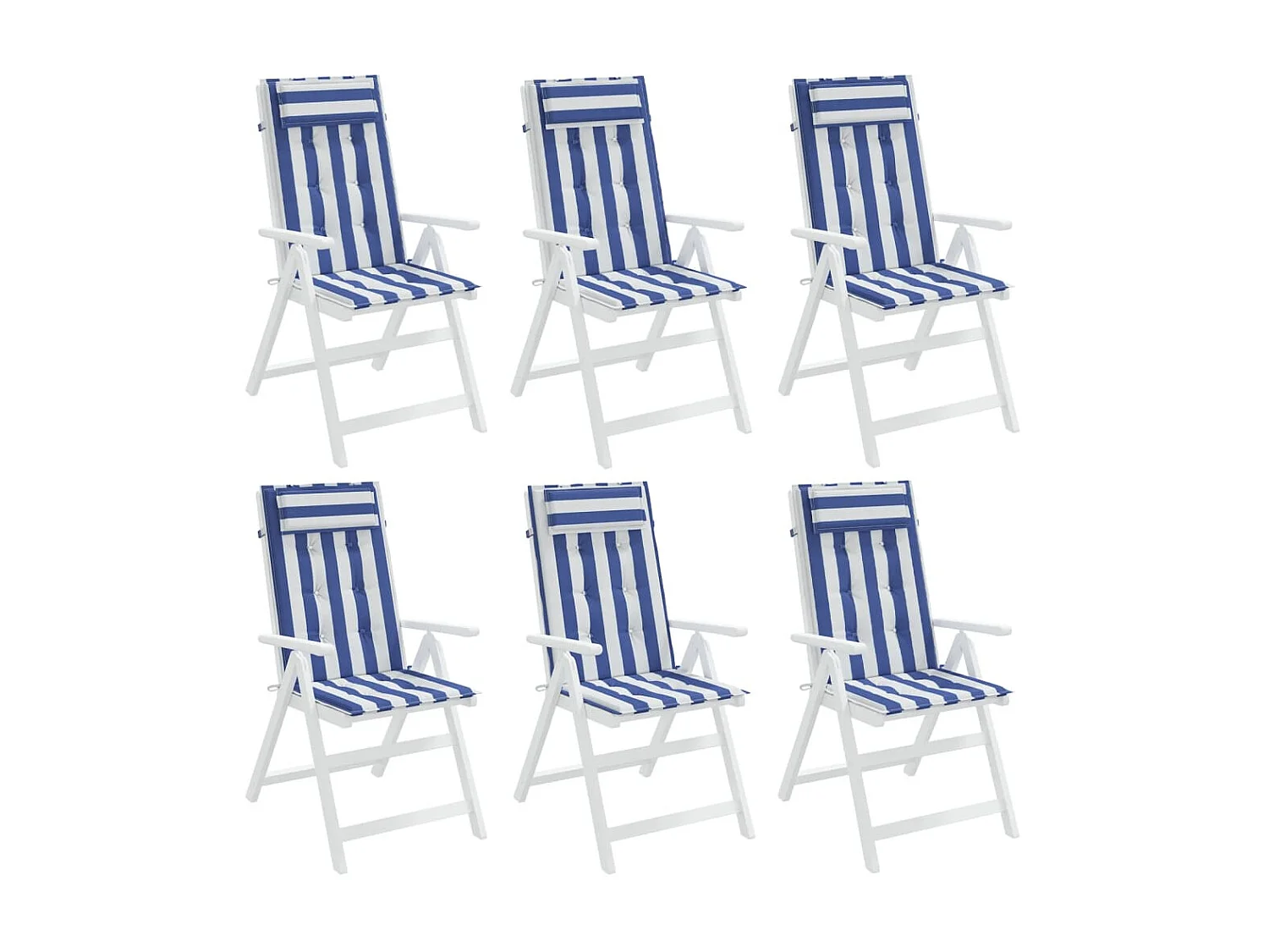 Coussins de chaise à dossier haut Lot de 6 rayures bleu/blanc OFR51805