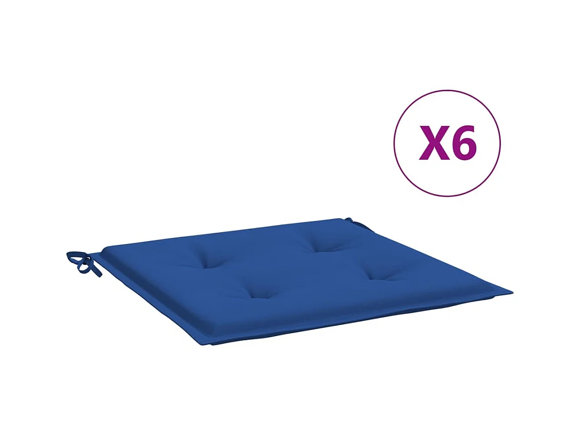 Tuinstoelkussens 6 st 50x50x3 cm oxford stof koningsblauw NL439445