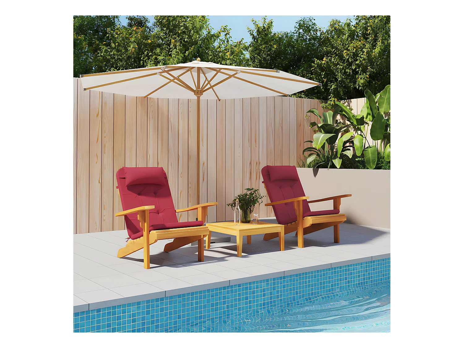 Coussins de chaise adirondack Lot de 2 rouge bordeaux OFR92428