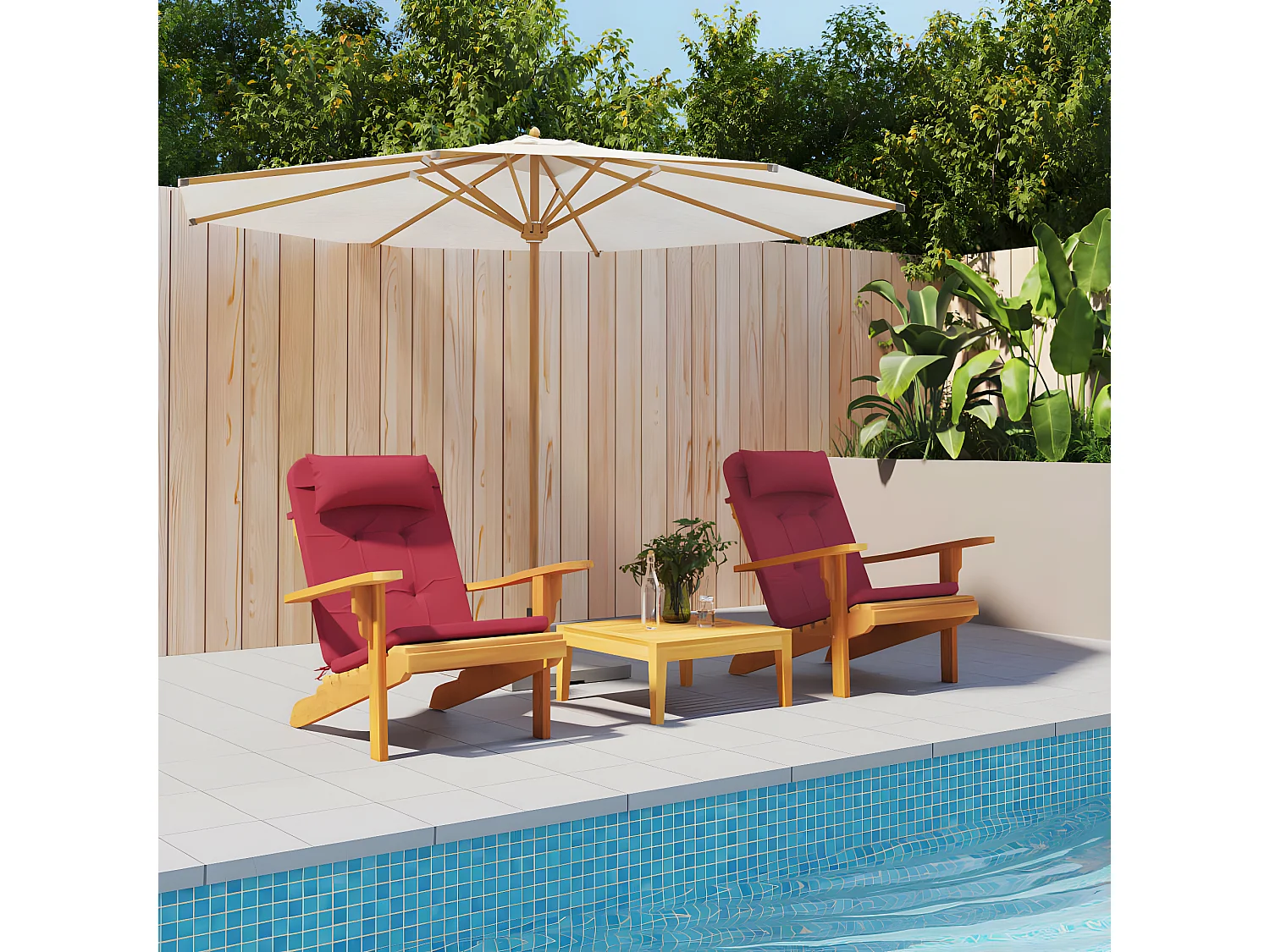 Coussins de chaise adirondack Lot de 2 rouge bordeaux OFR92428