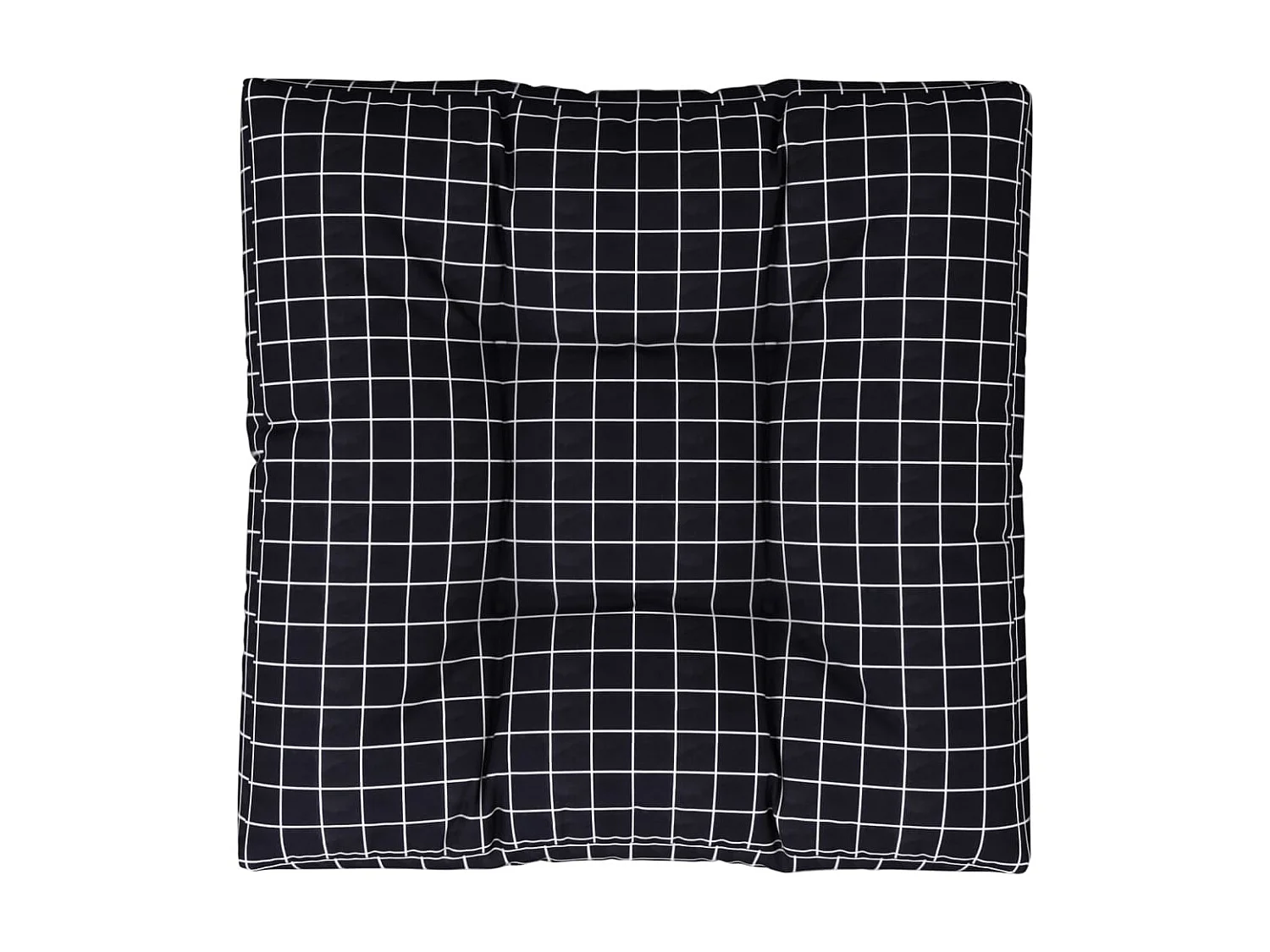 Coussin de palette motif à carreaux noir 80x80x12 cm tissu OFR15440