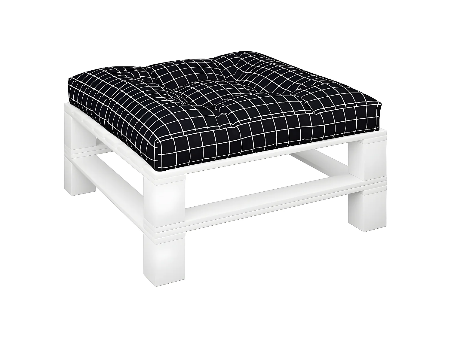 Coussin de palette motif à carreaux noir 80x80x12 cm tissu OFR15440