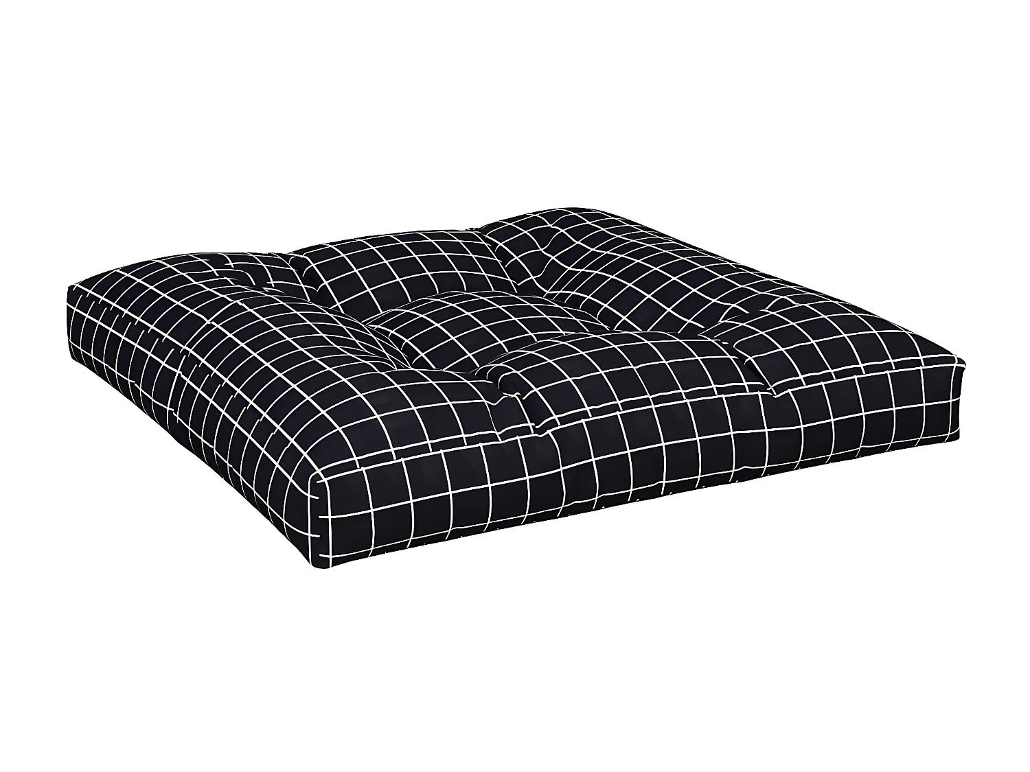 Coussin de palette motif à carreaux noir 80x80x12 cm tissu OFR15440