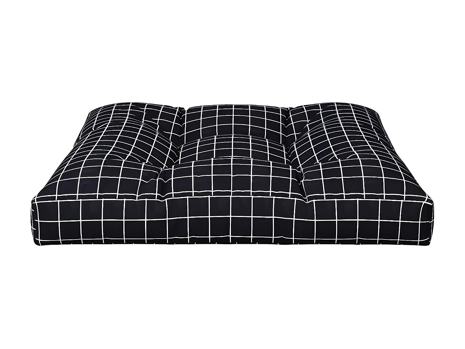 Coussin de palette motif à carreaux noir 80x80x12 cm tissu OFR15440