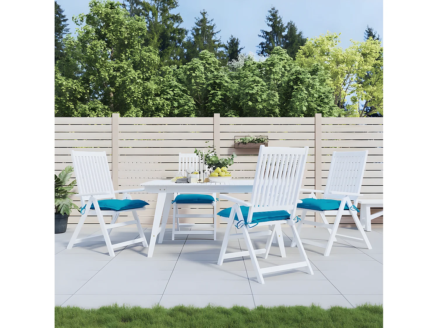 Stoelkussens 4 st 40x40x7 cm oxford stof lichtblauw NL912712