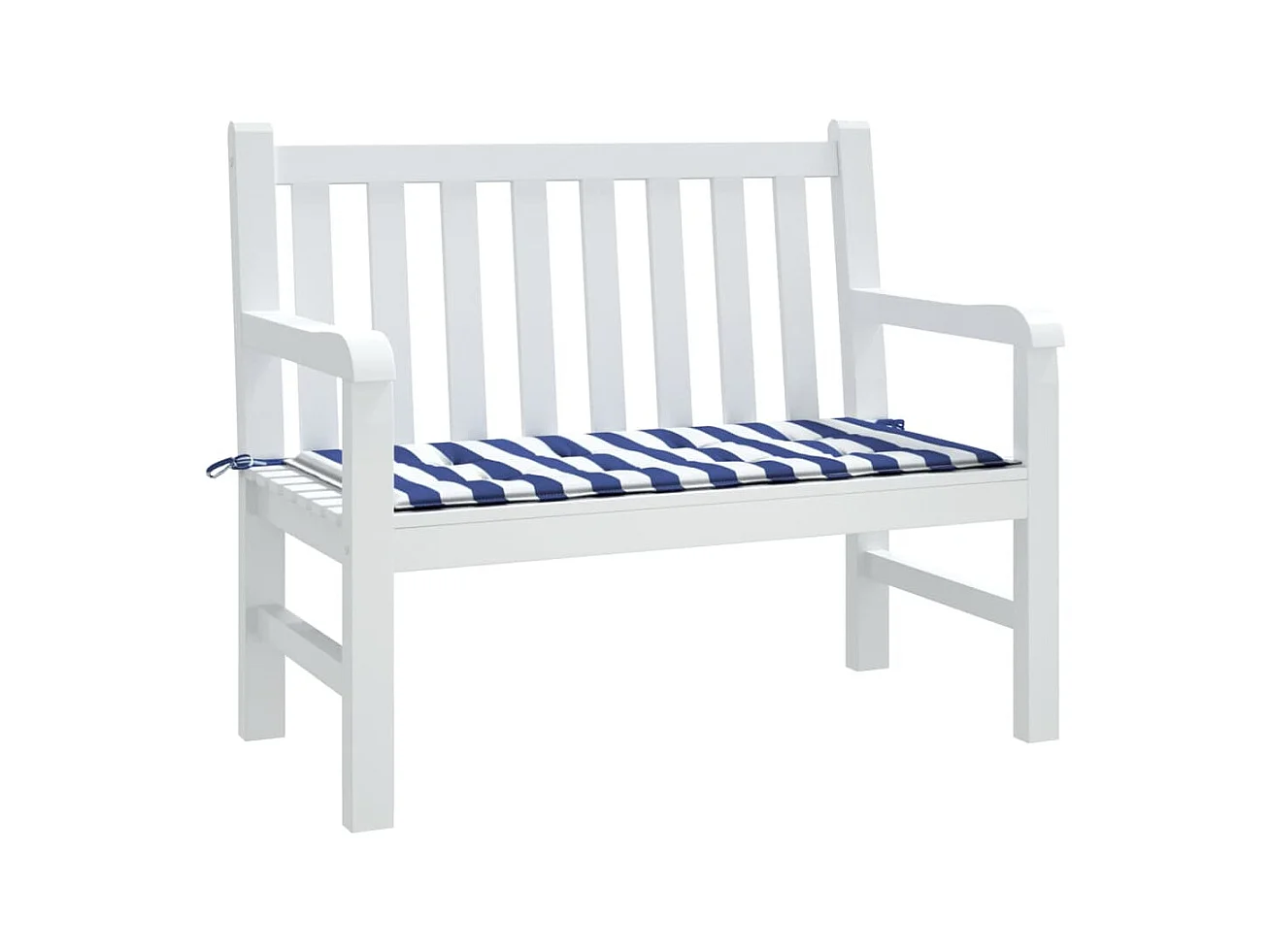 Cojín banco jardín tela Oxford a rayas azul y blanco 120x50x3cm ES329059