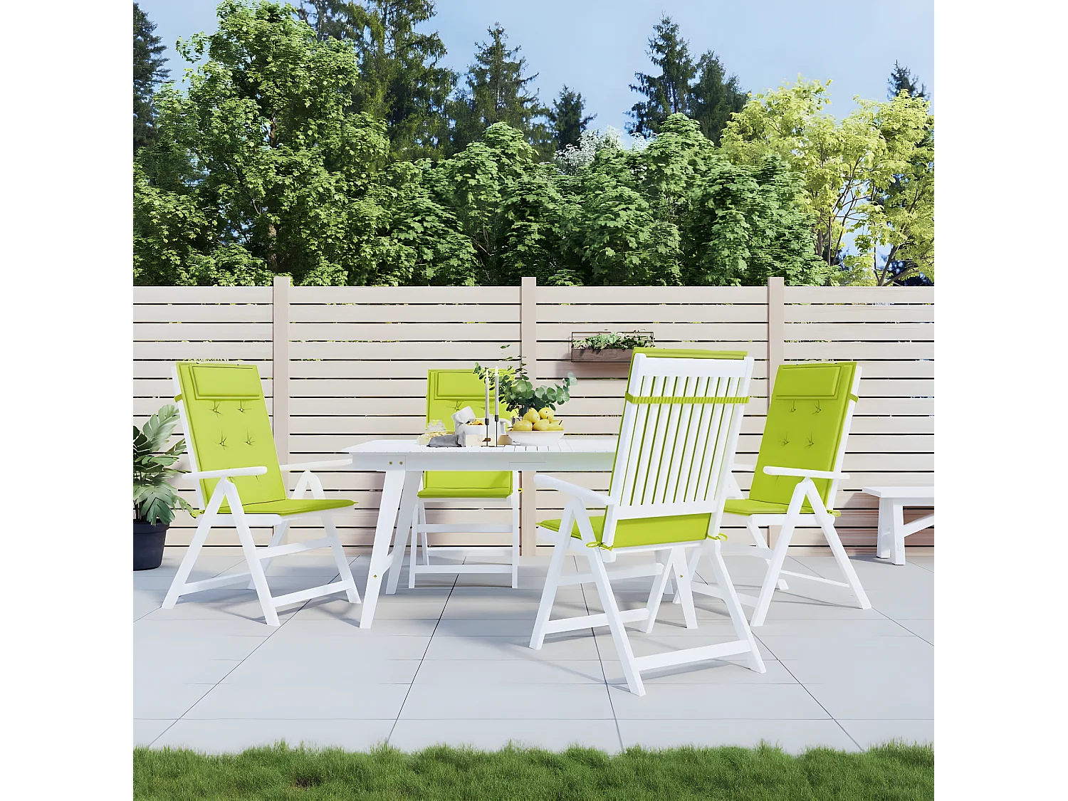 Coussins de chaise à dossier haut Lot de 4 vert vif OFR75635