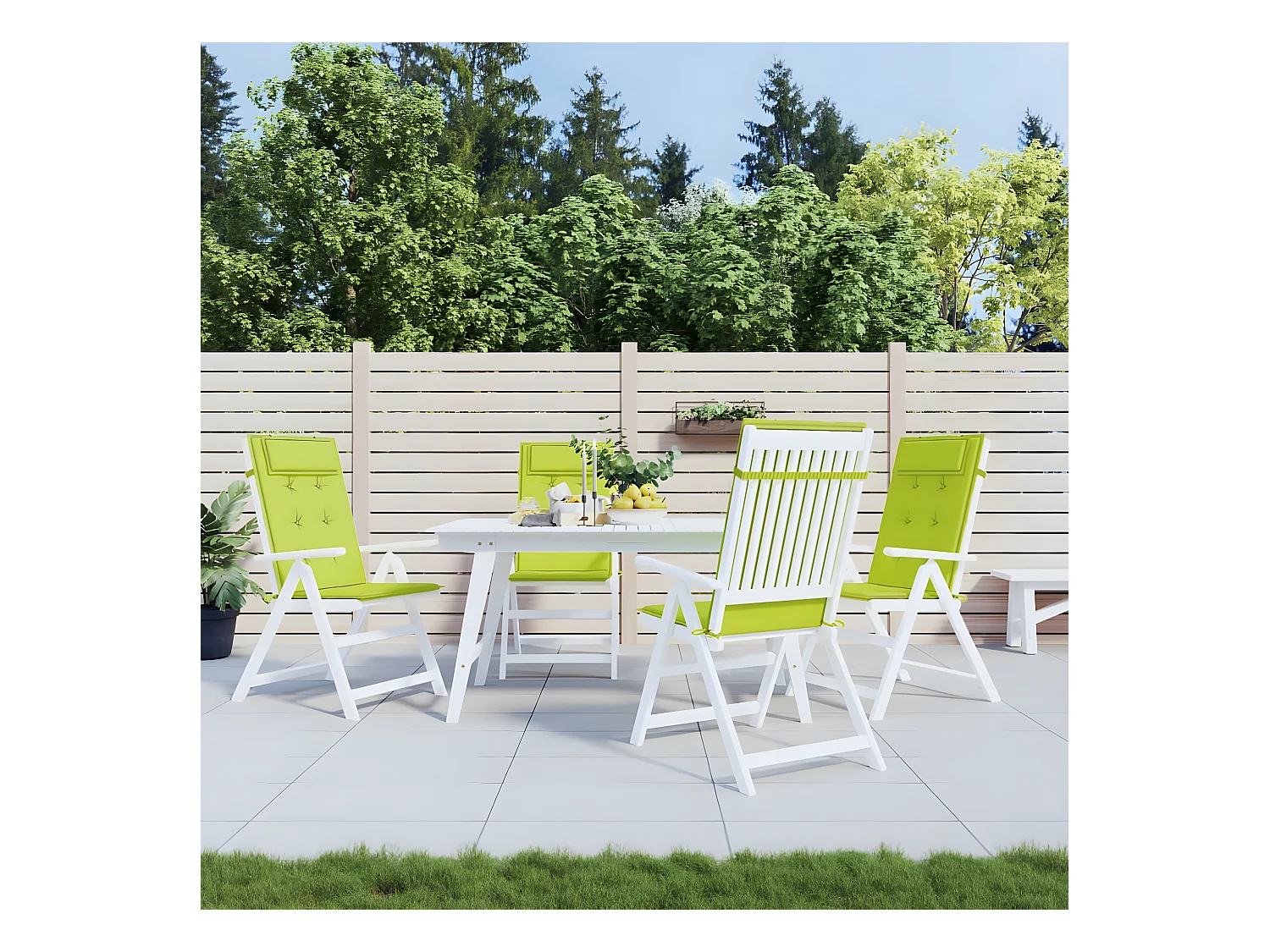 Coussins de chaise à dossier haut Lot de 4 vert vif OFR75635