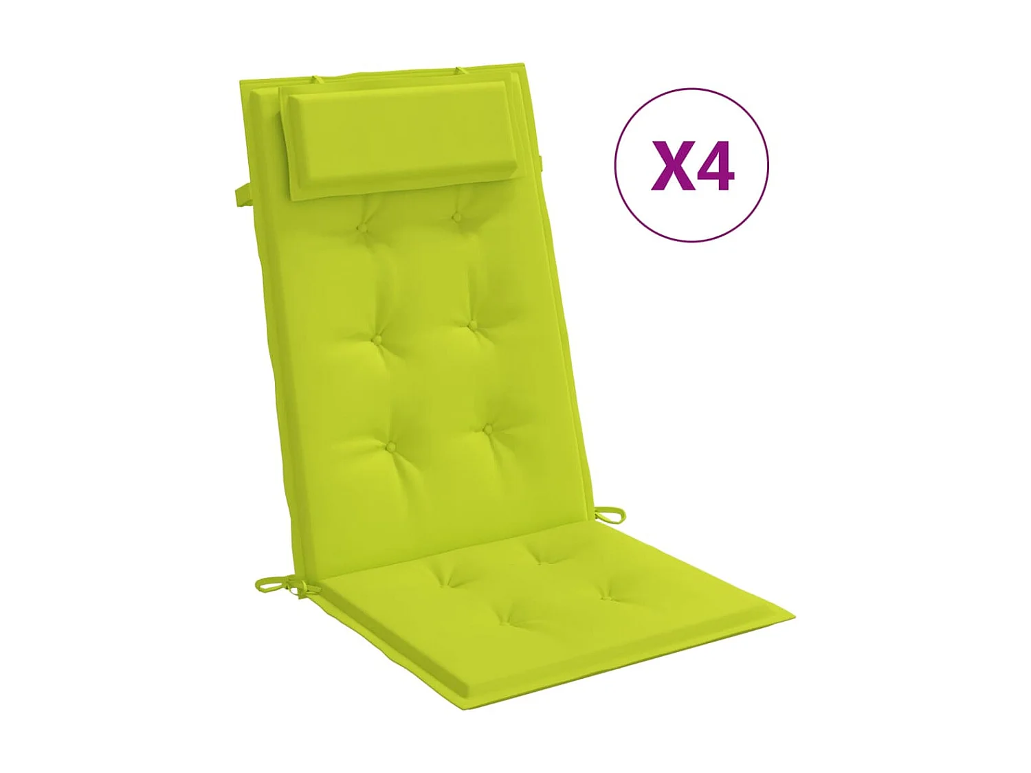 Coussins de chaise à dossier haut Lot de 4 vert vif OFR75635