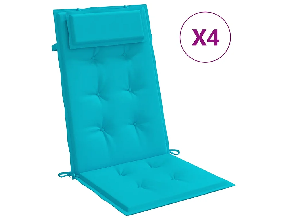 Coussins de chaise à dossier haut Lot de 4 turquoise OFR71698
