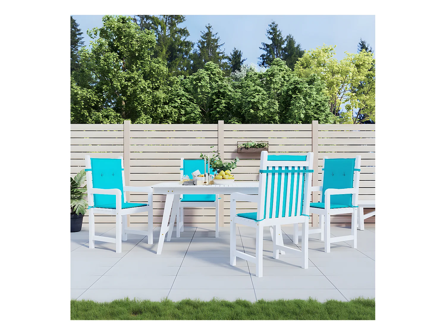 Coussins de chaise à dossier bas 4 pcs turquoise tissu OFR85702