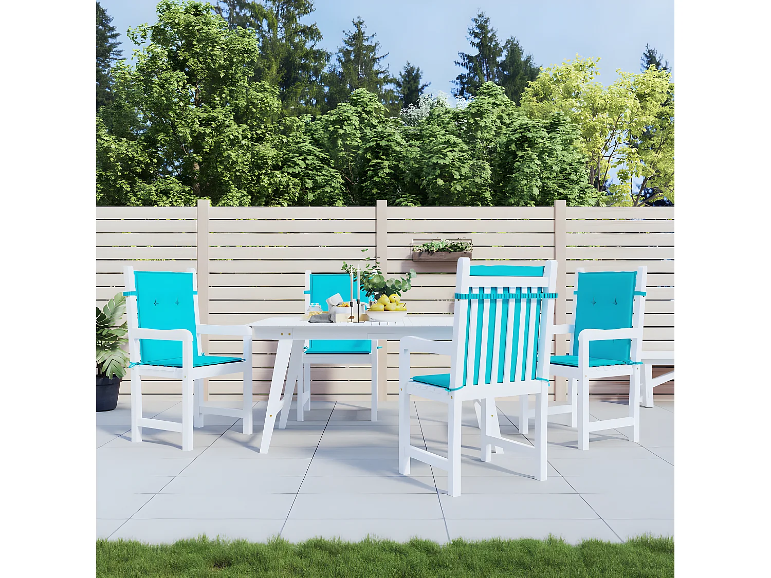 Coussins de chaise à dossier bas 4 pcs turquoise tissu OFR85702