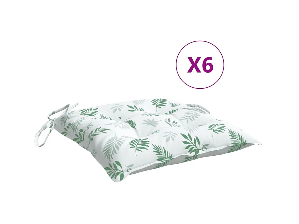 Stoelkussens 6 st 50x50x7 cm stof bladpatroon NL431871