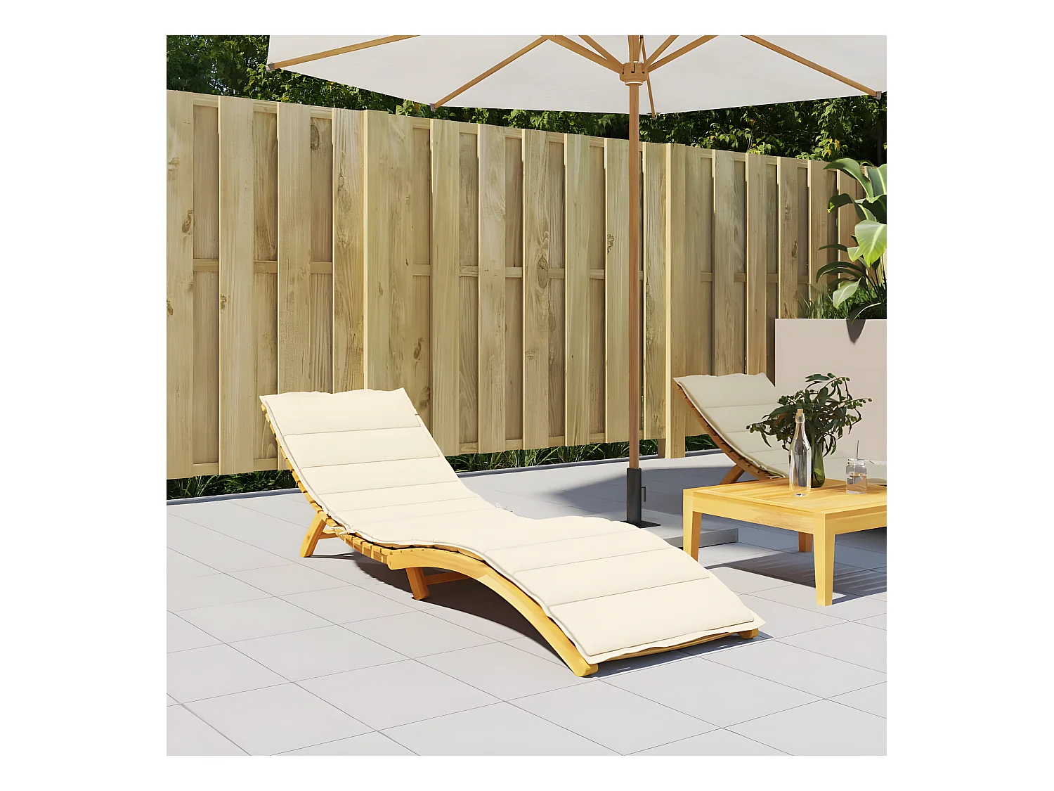 Coussin de chaise longue crème 200x60x3 cm tissu oxford OFR46731