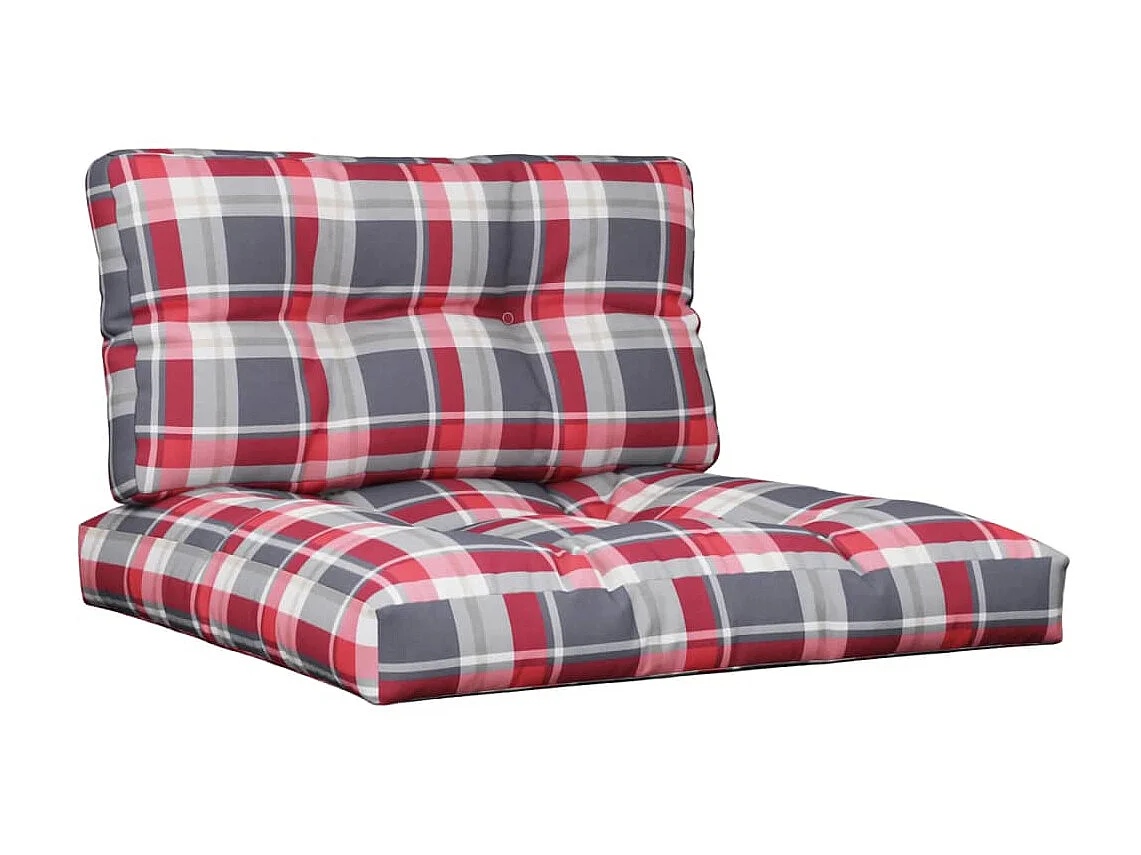 Coussins de palette 2 pcs motif à carreaux rouge tissu OFR14948