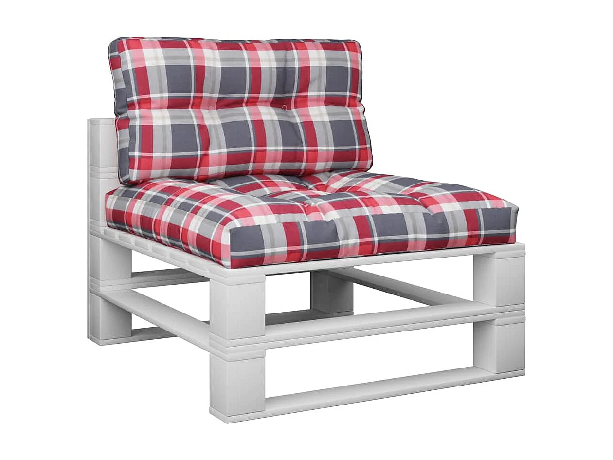 Coussins de palette 2 pcs motif à carreaux rouge tissu OFR14948