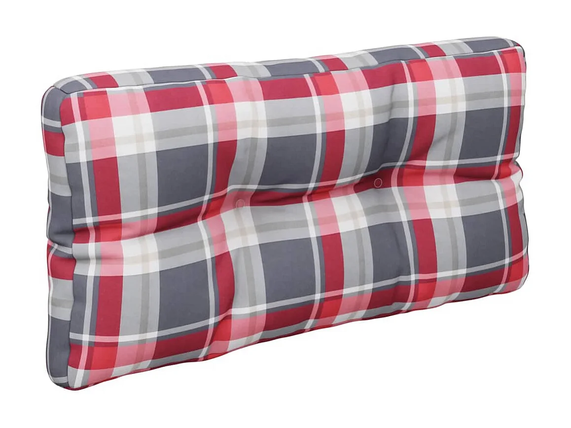 Coussins de palette 2 pcs motif à carreaux rouge tissu OFR14948