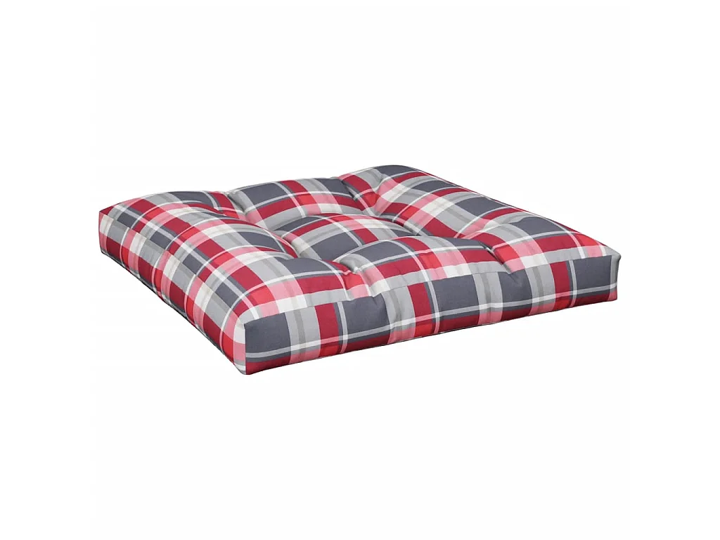 Coussins de palette 2 pcs motif à carreaux rouge tissu OFR14948