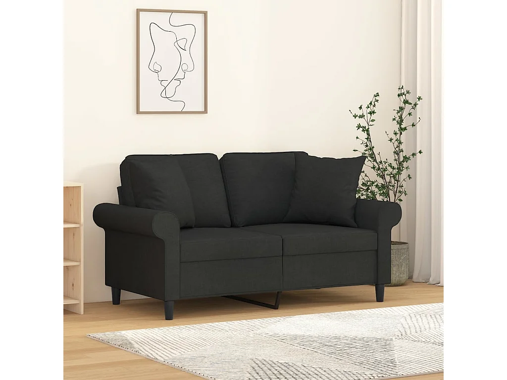 Coussins décoratifs 2 pcs Noir 40x40 cm Tissu OFR97315