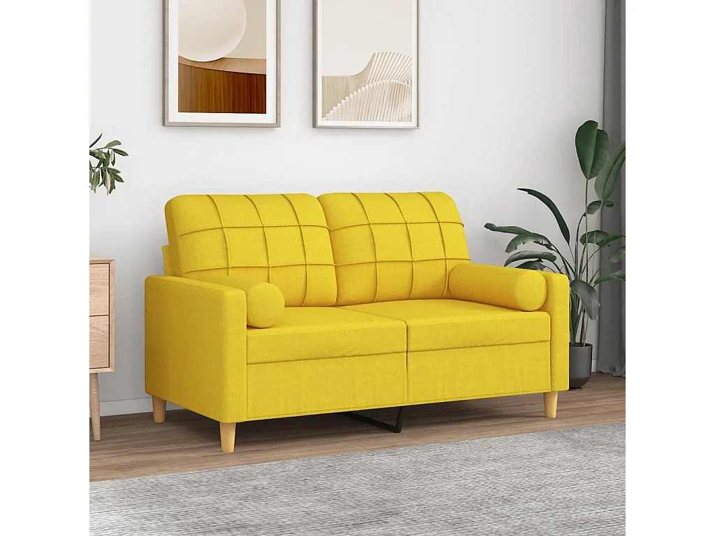 Cojines decorativos 2 uds tela amarillo claro 15x50 cm ES590044