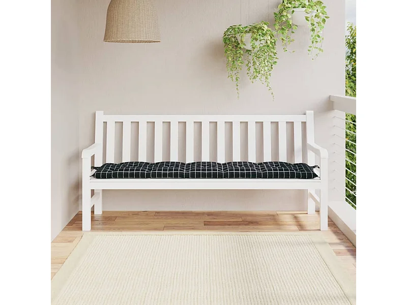 Coussin de banc de jardin carreaux noir 180x50x7cm tissu oxford OFR23727