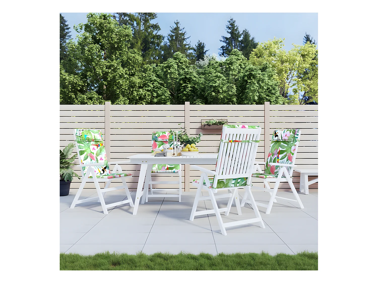 Coussins de chaise à dossier haut Lot de 4 multicolore OFR64991