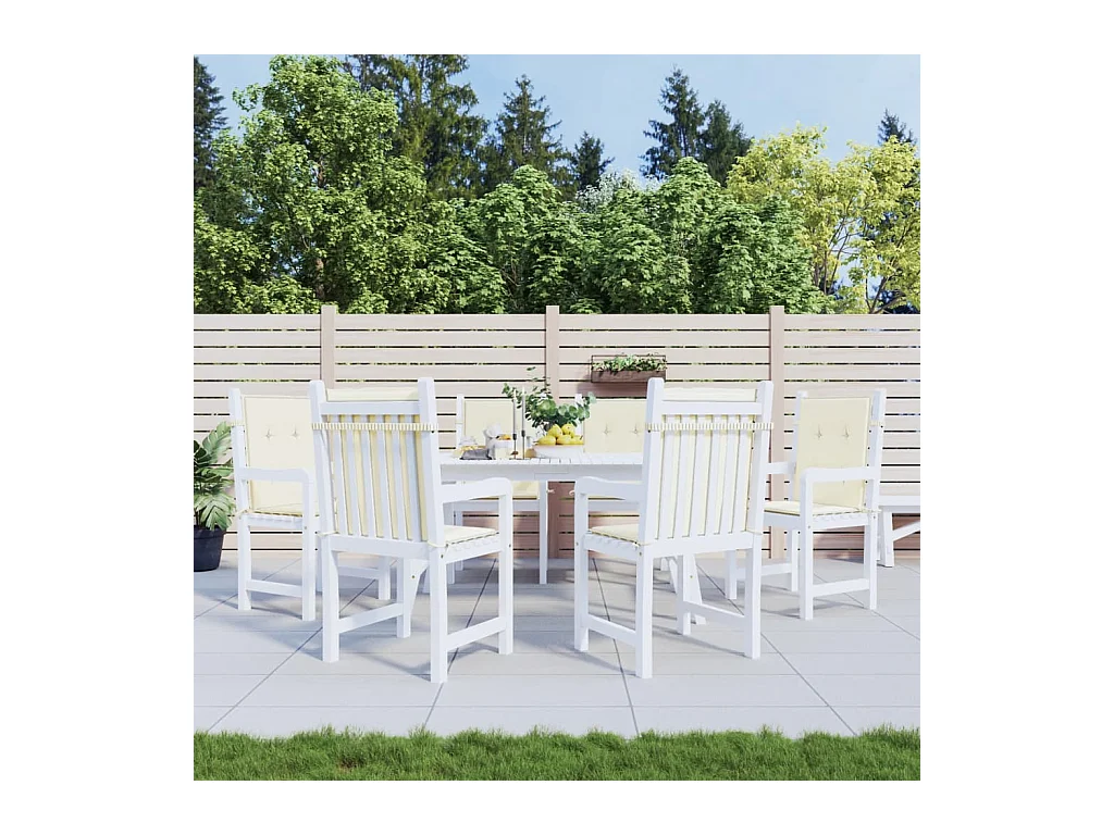 Lot de 6 Coussins de chaise de jardin, Coussins de siège à dossier bas crème KLZ32549