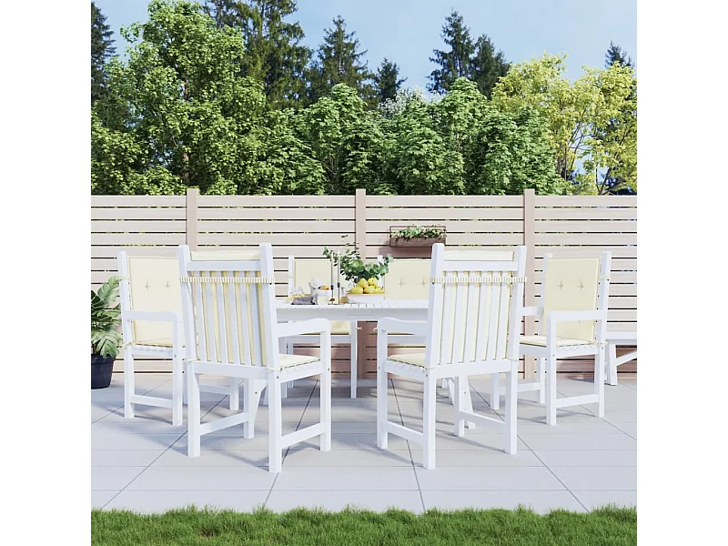 Lot de 6 Coussins de chaise de jardin, Coussins de siège à dossier bas crème KLZ32549