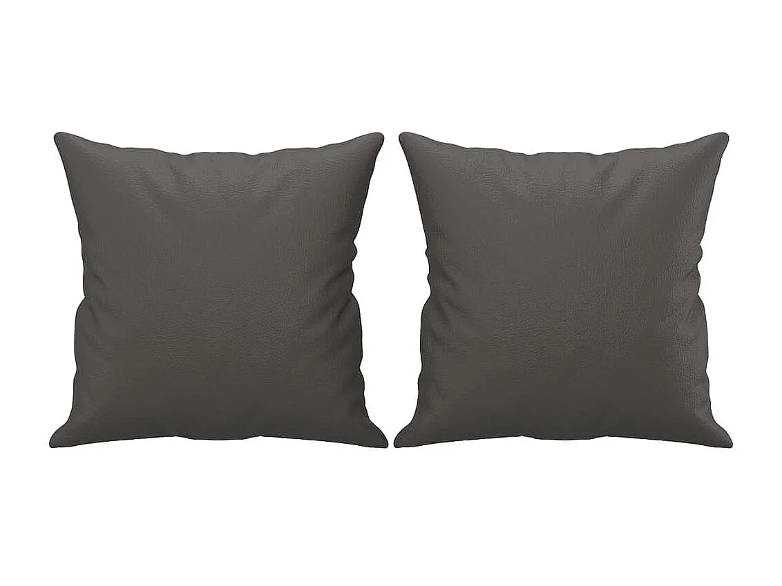 Coussins décoratifs 2 pcs Gris 40x40 cm Similicuir OFR40610