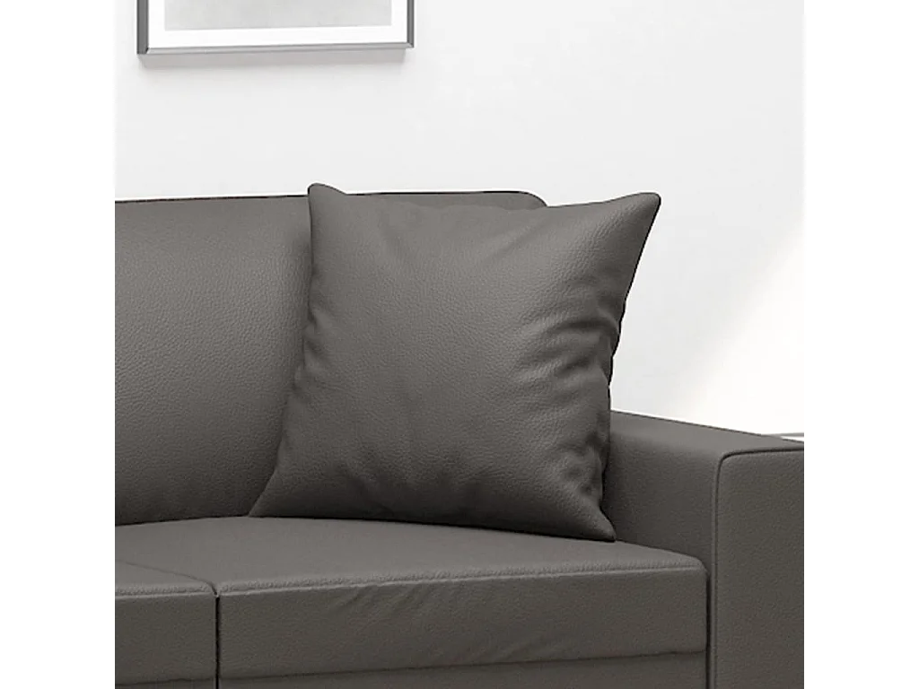 Coussins décoratifs 2 pcs Gris 40x40 cm Similicuir OFR40610