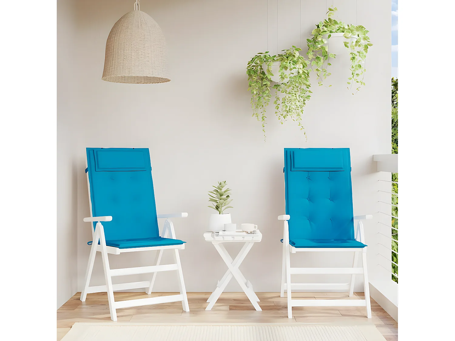 Cojines de silla con respaldo alto 2 uds tela Oxford azul claro ES958737