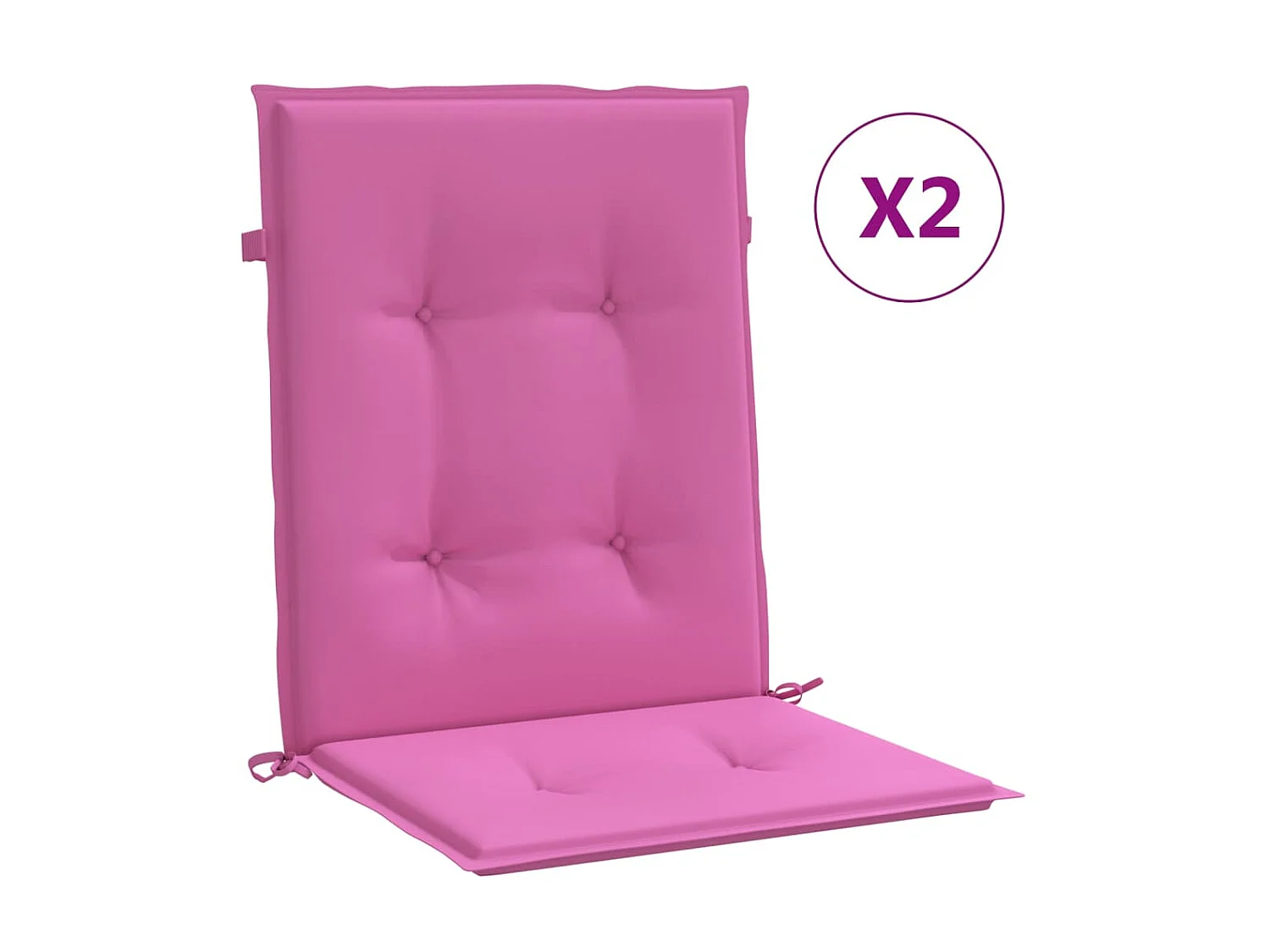 Coussins de chaise à dossier bas Lot de 2 rose tissu OFR75570