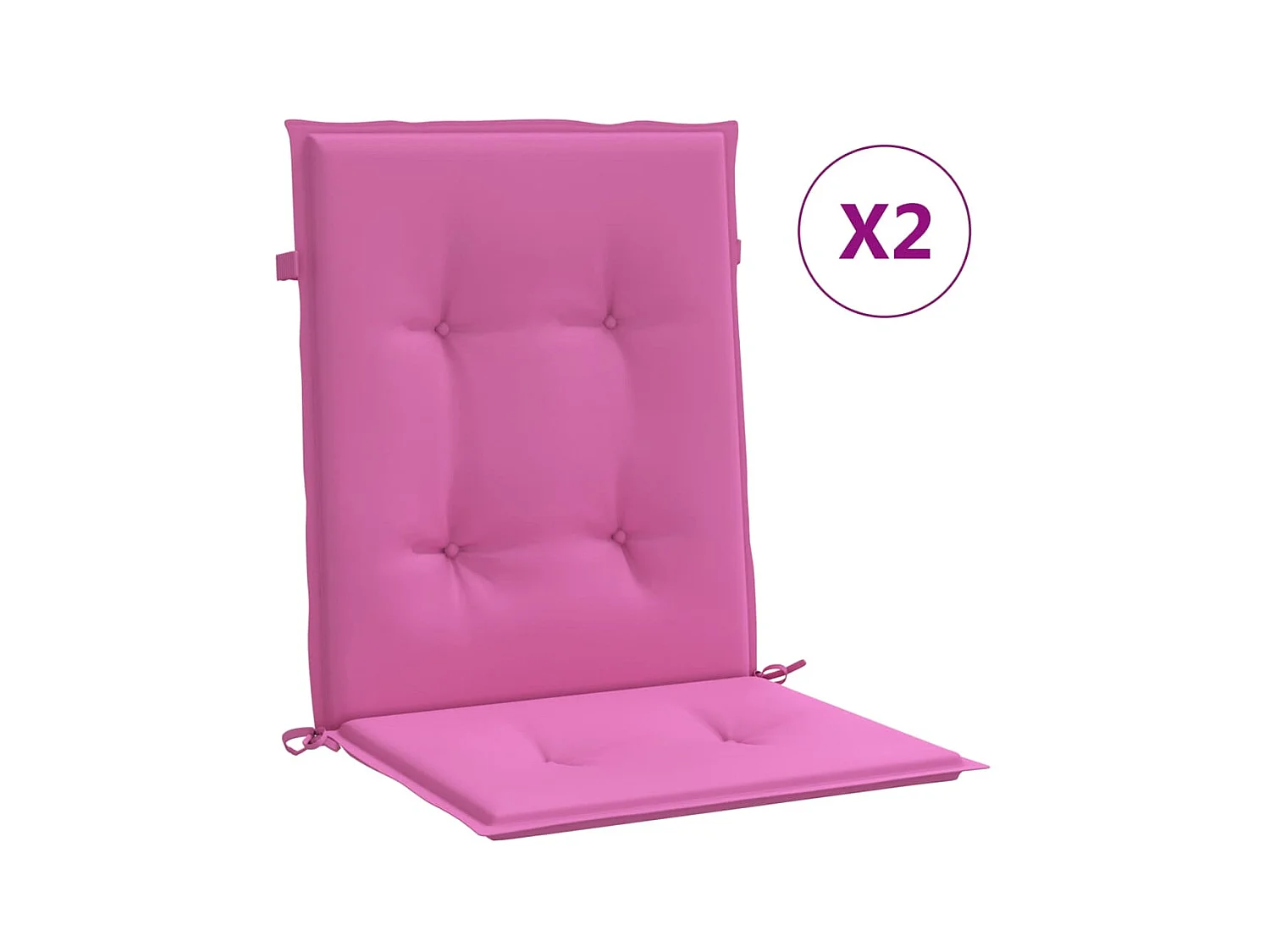 Coussins de chaise à dossier bas Lot de 2 rose tissu OFR75570