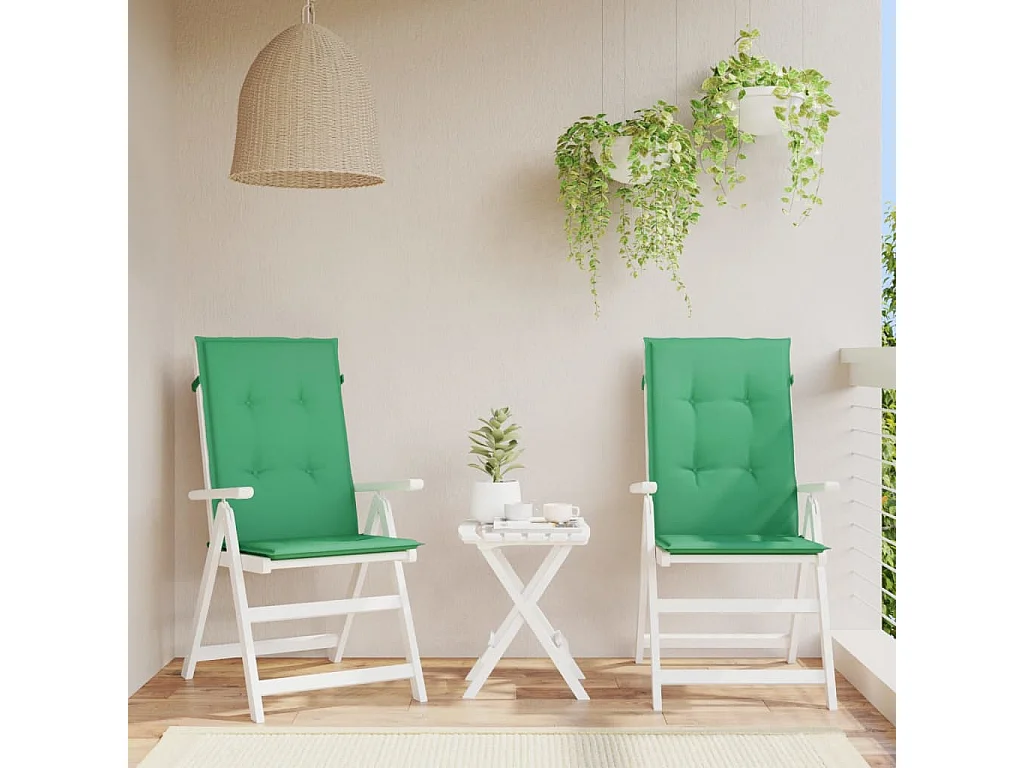 Coussins de chaise de jardin à dossier haut Lot de 2 vert tissu OFR19875