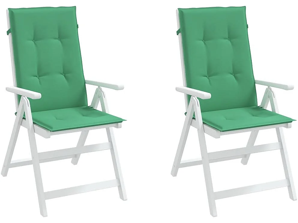 Coussins de chaise de jardin à dossier haut Lot de 2 vert tissu OFR19875