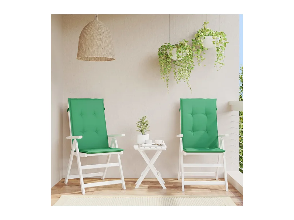 Coussins de chaise de jardin à dossier haut Lot de 2 vert tissu OFR19875
