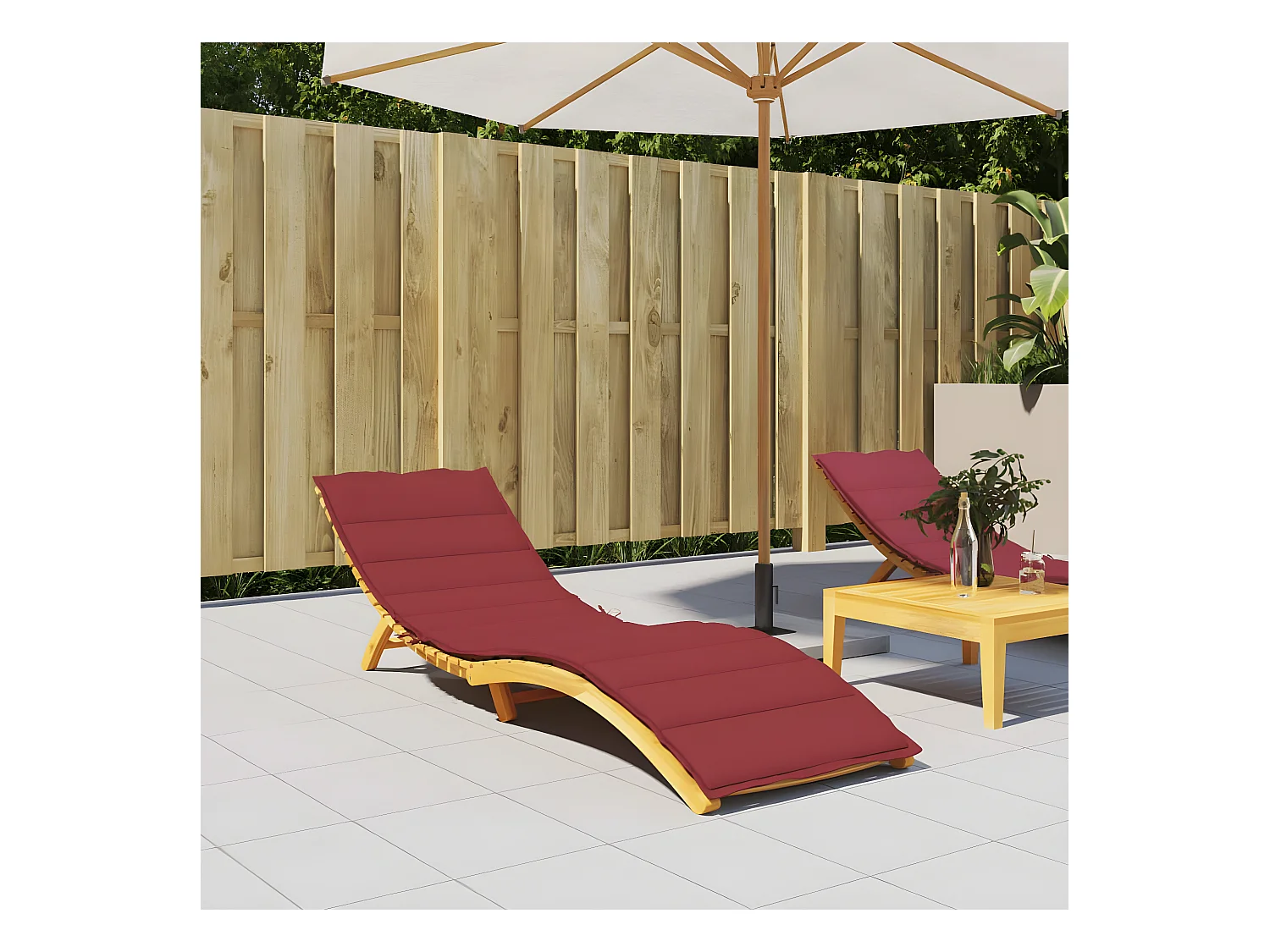 Coussin de chaise longue rouge bordeaux 200x60x3cm tissu oxford OFR71092