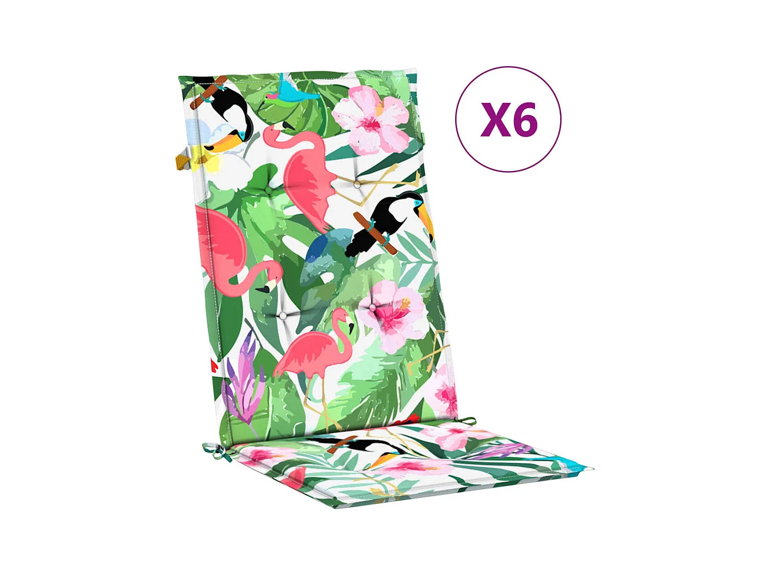 Stoelkussens 6 st hoge rug stof meerkleurig NL729957