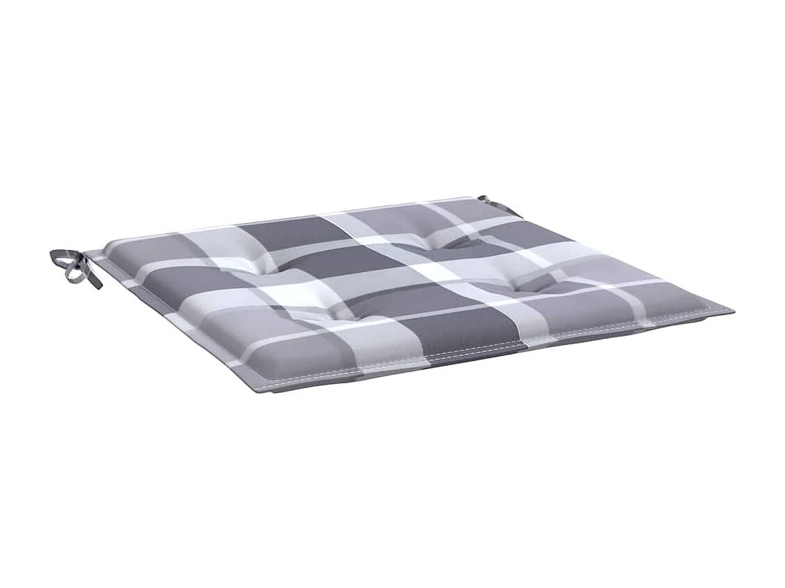 Coussins de chaise de jardin 4 pcs carreaux gris 50x50x3 cm OFR27550