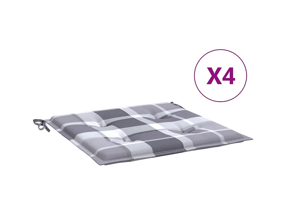 Tuinstoelkussens 4 st 50x50x3 cm oxford stof ruitpatroon grijs NL695207