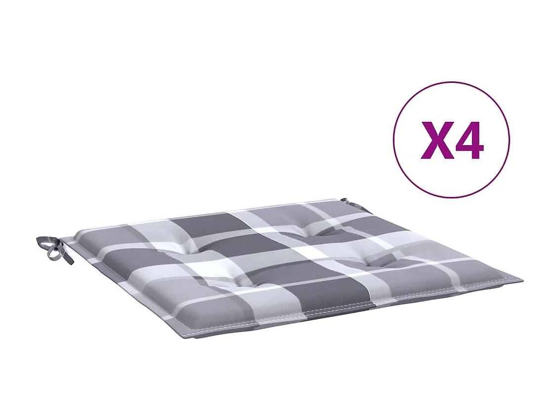 Coussins de chaise de jardin 4 pcs carreaux gris 50x50x3 cm OFR27550