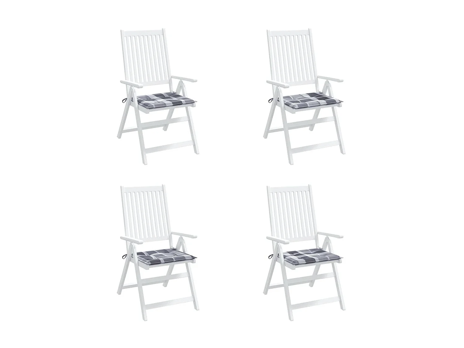 Coussins de chaise de jardin 4 pcs carreaux gris 50x50x3 cm OFR27550