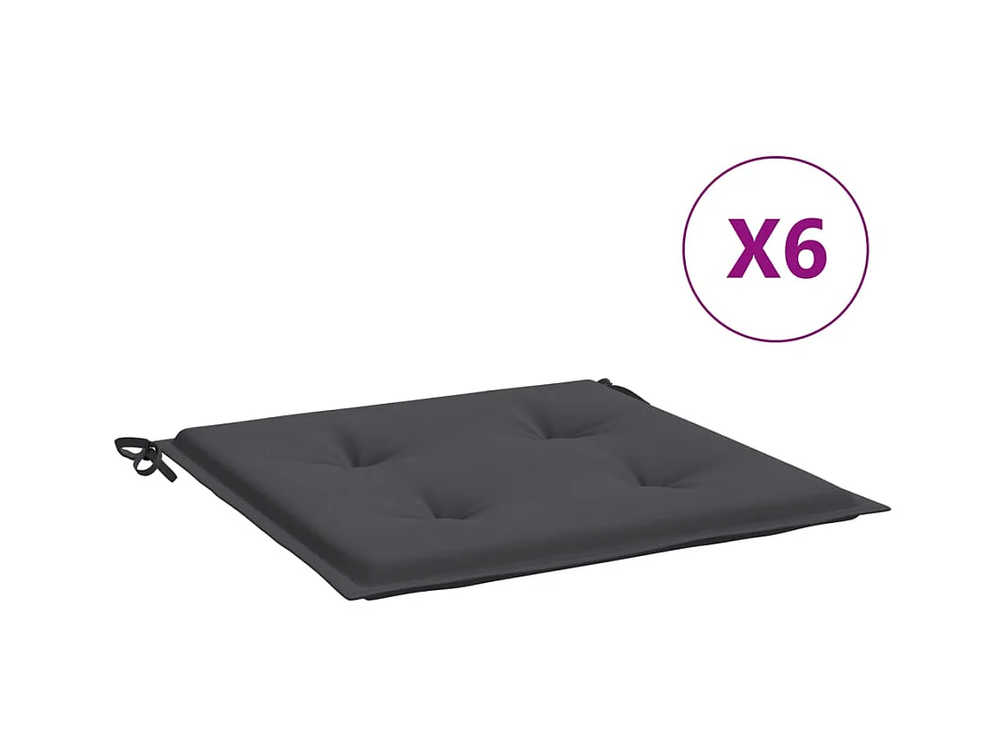 Tuinstoelkussens 6 st 40x40x3 cm oxford stof antracietkleurig NL660643