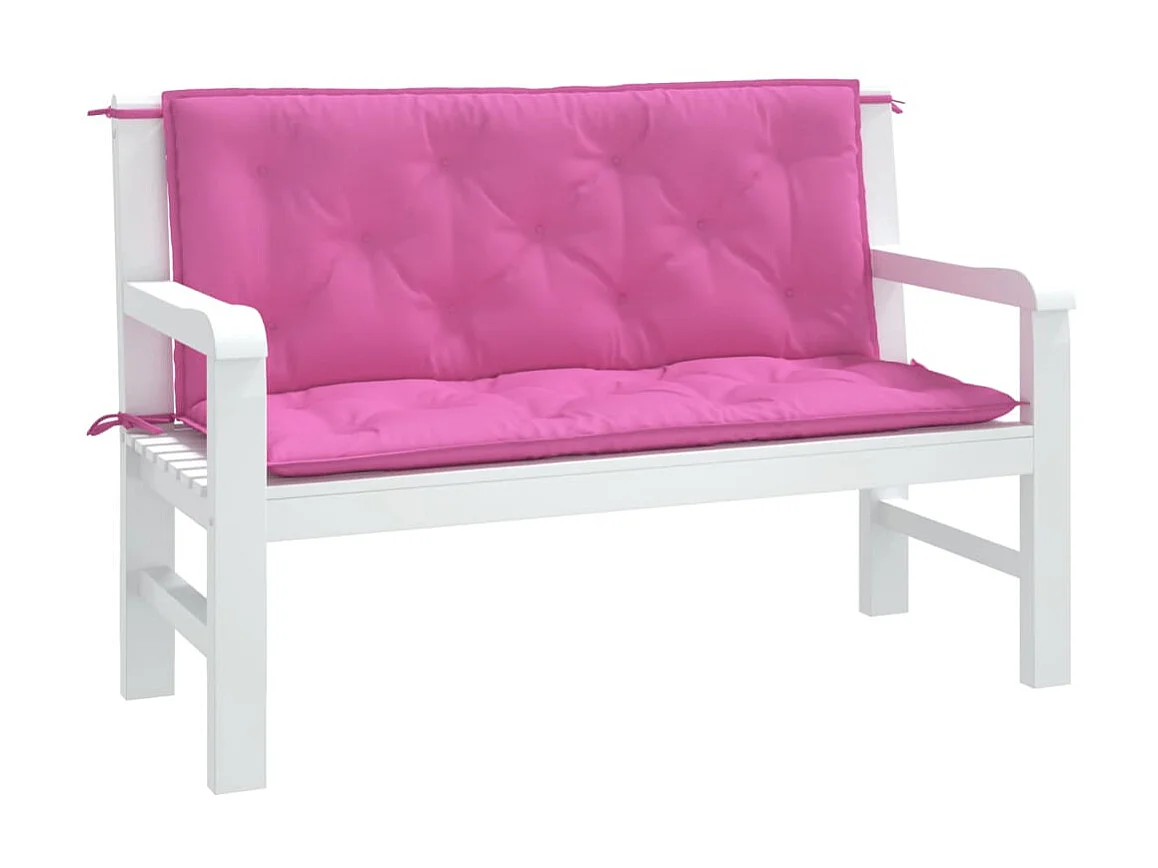 Coussins de banc de jardin Lot de 2 rose 120x50x7 cm tissu OFR32703