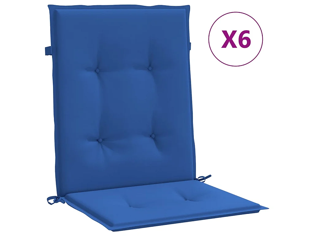 Coussins de chaise de jardin à dossier bas Lot de 6 bleu royal OFR33548