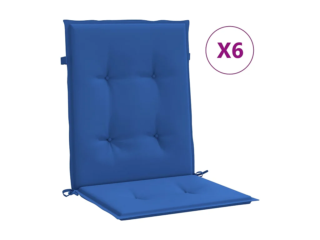 Tuinstoelkussens 6 st 100x50x3 cm oxford stof koningsblauw NL624202